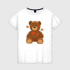 Женская футболка хлопок с принтом Медвежонок в Петрозаводске, 100% хлопок | прямой крой, круглый вырез горловины, длина до линии бедер, слегка спущенное плечо | 