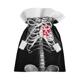 Подарочный 3D мешок с принтом Скелет с сердцем в Петрозаводске, 100% полиэстер | Размер: 29*39 см | halloween | skeleton | кровь | скелет | хэллоуин