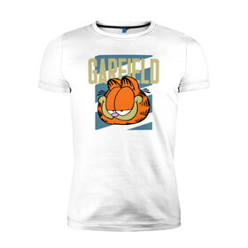 Мужская футболка премиум с принтом Garfield Radical в Петрозаводске, 92% хлопок, 8% лайкра | приталенный силуэт, круглый вырез ворота, длина до линии бедра, короткий рукав | Тематика изображения на принте: garfield radical гарфилд кот