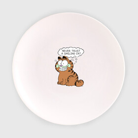 Тарелка с принтом Garfield Smiling Cat в Петрозаводске, фарфор | диаметр - 210 мм
диаметр для нанесения принта - 120 мм | garfield smiling cat гарфилд кот