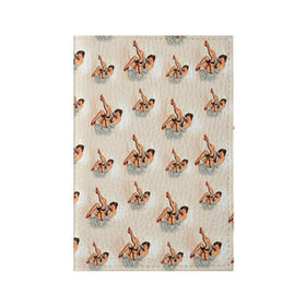 Обложка для паспорта матовая кожа с принтом Ножки в Петрозаводске, натуральная матовая кожа | размер 19,3 х 13,7 см; прозрачные пластиковые крепления | Тематика изображения на принте: голые | девушки | прикол