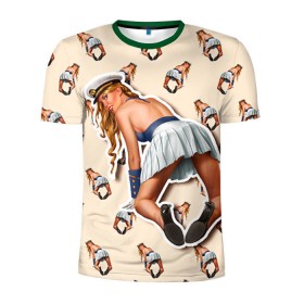 Мужская футболка 3D спортивная с принтом Девушка в Петрозаводске, 100% полиэстер с улучшенными характеристиками | приталенный силуэт, круглая горловина, широкие плечи, сужается к линии бедра | голые | девушки | прикол