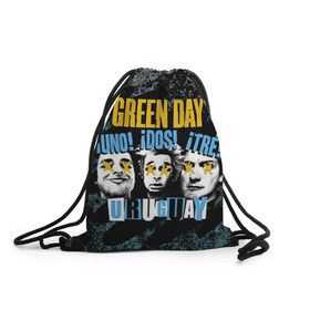 Рюкзак-мешок 3D с принтом Green Day в Петрозаводске, 100% полиэстер | плотность ткани — 200 г/м2, размер — 35 х 45 см; лямки — толстые шнурки, застежка на шнуровке, без карманов и подкладки | green day | rock | грин дей | рок