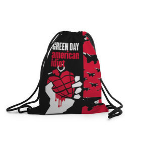 Рюкзак-мешок 3D с принтом Green Day в Петрозаводске, 100% полиэстер | плотность ткани — 200 г/м2, размер — 35 х 45 см; лямки — толстые шнурки, застежка на шнуровке, без карманов и подкладки | green day | rock | грин дей | рок