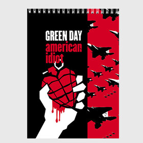 Скетчбук с принтом Green Day в Петрозаводске, 100% бумага
 | 48 листов, плотность листов — 100 г/м2, плотность картонной обложки — 250 г/м2. Листы скреплены сверху удобной пружинной спиралью | green day | rock | грин дей | рок