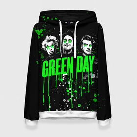 Женская толстовка 3D с принтом Green Day в Петрозаводске, 100% полиэстер  | двухслойный капюшон со шнурком для регулировки, мягкие манжеты на рукавах и по низу толстовки, спереди карман-кенгуру с мягким внутренним слоем. | green day | rock | грин дей | рок