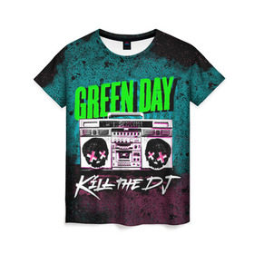 Женская футболка 3D с принтом Green Day в Петрозаводске, 100% полиэфир ( синтетическое хлопкоподобное полотно) | прямой крой, круглый вырез горловины, длина до линии бедер | green day | rock | грин дей | рок