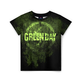 Детская футболка 3D с принтом Green Day в Петрозаводске, 100% гипоаллергенный полиэфир | прямой крой, круглый вырез горловины, длина до линии бедер, чуть спущенное плечо, ткань немного тянется | Тематика изображения на принте: green day | rock | грин дей | рок