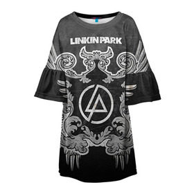 Детское платье 3D с принтом Linkin Park в Петрозаводске, 100% полиэстер | прямой силуэт, чуть расширенный к низу. Круглая горловина, на рукавах — воланы | linkin park | rock | линкин парк | рок