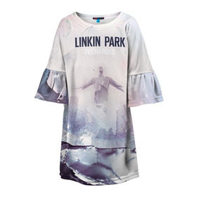 Детское платье 3D с принтом Linkin Park в Петрозаводске, 100% полиэстер | прямой силуэт, чуть расширенный к низу. Круглая горловина, на рукавах — воланы | linkin park | rock | линкин парк | рок