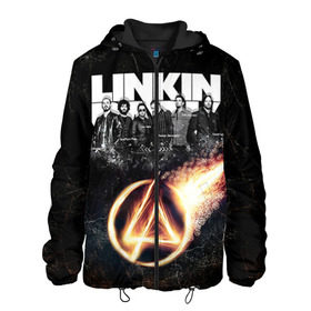 Мужская куртка 3D с принтом Linkin Park в Петрозаводске, ткань верха — 100% полиэстер, подклад — флис | прямой крой, подол и капюшон оформлены резинкой с фиксаторами, два кармана без застежек по бокам, один большой потайной карман на груди. Карман на груди застегивается на липучку | Тематика изображения на принте: linkin park | rock | линкин парк | рок