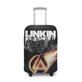 Чехол для чемодана 3D с принтом Linkin Park в Петрозаводске, 86% полиэфир, 14% спандекс | двустороннее нанесение принта, прорези для ручек и колес | Тематика изображения на принте: linkin park | rock | линкин парк | рок