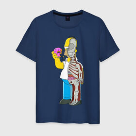 Мужская футболка хлопок с принтом Homer Anatomy в Петрозаводске, 100% хлопок | прямой крой, круглый вырез горловины, длина до линии бедер, слегка спущенное плечо. | 