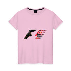 Женская футболка хлопок с принтом Formula 1 в Петрозаводске, 100% хлопок | прямой крой, круглый вырез горловины, длина до линии бедер, слегка спущенное плечо | 1 | f | f1 | formula | один | формула