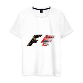 Мужская футболка хлопок с принтом Formula 1 в Петрозаводске, 100% хлопок | прямой крой, круглый вырез горловины, длина до линии бедер, слегка спущенное плечо. | 1 | f | f1 | formula | один | формула