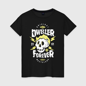 Женская футболка хлопок с принтом Dweller Forever в Петрозаводске, 100% хлопок | прямой крой, круглый вырез горловины, длина до линии бедер, слегка спущенное плечо | 