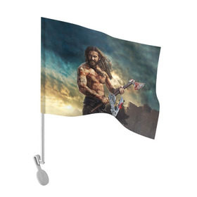 Флаг для автомобиля с принтом Ролло в Петрозаводске, 100% полиэстер | Размер: 30*21 см | vikings | вальхалла | викинги | рагнар лодброк | ролло | сериалы