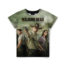 Детская футболка 3D с принтом The Walking Dead в Петрозаводске, 100% гипоаллергенный полиэфир | прямой крой, круглый вырез горловины, длина до линии бедер, чуть спущенное плечо, ткань немного тянется | зомби
