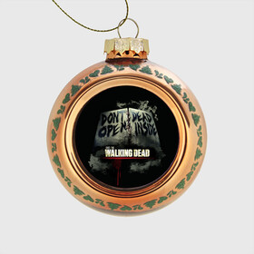 Стеклянный ёлочный шар с принтом The Walking Dead в Петрозаводске, Стекло | Диаметр: 80 мм | зомби