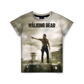 Детская футболка 3D с принтом The Walking Dead в Петрозаводске, 100% гипоаллергенный полиэфир | прямой крой, круглый вырез горловины, длина до линии бедер, чуть спущенное плечо, ткань немного тянется | Тематика изображения на принте: зомби