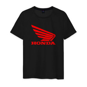Мужская футболка хлопок с принтом Honda Red в Петрозаводске, 100% хлопок | прямой крой, круглый вырез горловины, длина до линии бедер, слегка спущенное плечо. | логотипа | хонда