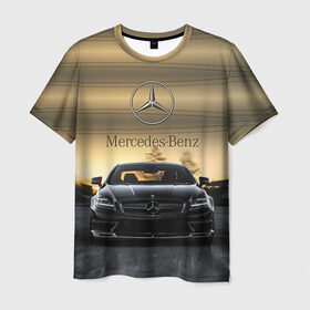 Мужская футболка 3D с принтом Mercedes в Петрозаводске, 100% полиэфир | прямой крой, круглый вырез горловины, длина до линии бедер | amg | benz | mercedes | бенс | бенц | мерседес