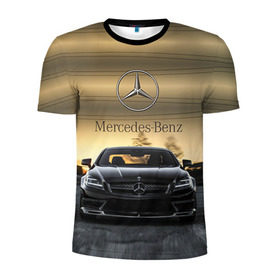 Мужская футболка 3D спортивная с принтом Mercedes в Петрозаводске, 100% полиэстер с улучшенными характеристиками | приталенный силуэт, круглая горловина, широкие плечи, сужается к линии бедра | Тематика изображения на принте: amg | benz | mercedes | бенс | бенц | мерседес
