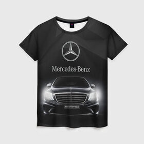 Женская футболка 3D с принтом Mercedes в Петрозаводске, 100% полиэфир ( синтетическое хлопкоподобное полотно) | прямой крой, круглый вырез горловины, длина до линии бедер | amg | benz | mercedes | бенс | бенц | мерседес