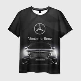 Мужская футболка 3D с принтом Mercedes в Петрозаводске, 100% полиэфир | прямой крой, круглый вырез горловины, длина до линии бедер | Тематика изображения на принте: amg | benz | mercedes | бенс | бенц | мерседес