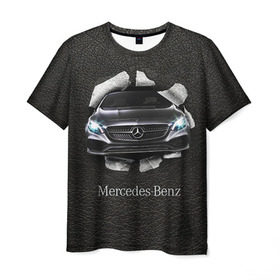 Мужская футболка 3D с принтом Mercedes в Петрозаводске, 100% полиэфир | прямой крой, круглый вырез горловины, длина до линии бедер | amg | benz | mercedes | бенс | бенц | кожа | мерседес