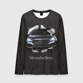 Мужской лонгслив 3D с принтом Mercedes в Петрозаводске, 100% полиэстер | длинные рукава, круглый вырез горловины, полуприлегающий силуэт | amg | benz | mercedes | бенс | бенц | кожа | мерседес