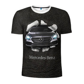 Мужская футболка 3D спортивная с принтом Mercedes в Петрозаводске, 100% полиэстер с улучшенными характеристиками | приталенный силуэт, круглая горловина, широкие плечи, сужается к линии бедра | amg | benz | mercedes | бенс | бенц | кожа | мерседес