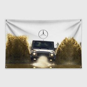 Флаг-баннер с принтом Mercedes в Петрозаводске, 100% полиэстер | размер 67 х 109 см, плотность ткани — 95 г/м2; по краям флага есть четыре люверса для крепления | amg | benz | gelentvagen | mercedes | бенс | бенц | гелентваген | гелик | мерседес