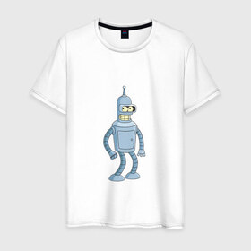 Мужская футболка хлопок с принтом Bender/Бендер в Петрозаводске, 100% хлопок | прямой крой, круглый вырез горловины, длина до линии бедер, слегка спущенное плечо. | 
