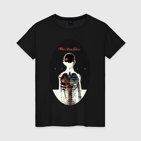 Женская футболка хлопок с принтом Three Days Grace Human в Петрозаводске, 100% хлопок | прямой крой, круглый вырез горловины, длина до линии бедер, слегка спущенное плечо | three days grace