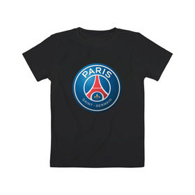 Детская футболка хлопок с принтом Paris Saint Germain в Петрозаводске, 100% хлопок | круглый вырез горловины, полуприлегающий силуэт, длина до линии бедер | Тематика изображения на принте: псж