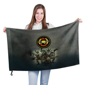 Флаг 3D с принтом Спецназ в Петрозаводске, 100% полиэстер | плотность ткани — 95 г/м2, размер — 67 х 109 см. Принт наносится с одной стороны | альфа | армия | войска | гру | силовые структуры
