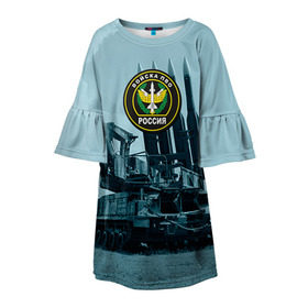 Детское платье 3D с принтом Войска Противовоздушной обороны в Петрозаводске, 100% полиэстер | прямой силуэт, чуть расширенный к низу. Круглая горловина, на рукавах — воланы | армия | войска | всадники апокалипсиса | пво | ракетчики | тополя