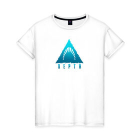 Женская футболка хлопок с принтом Depth в Петрозаводске, 100% хлопок | прямой крой, круглый вырез горловины, длина до линии бедер, слегка спущенное плечо | deft | dept | depth logoдэфт | акула | водолаз | дефт | дэпт