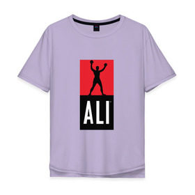 Мужская футболка хлопок Oversize с принтом Ali by boxcluber в Петрозаводске, 100% хлопок | свободный крой, круглый ворот, “спинка” длиннее передней части | muhammad ali | мухаммед али