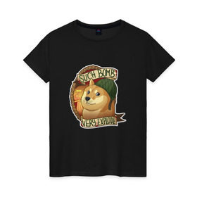 Женская футболка хлопок с принтом Собака взрывака в Петрозаводске, 100% хлопок | прямой крой, круглый вырез горловины, длина до линии бедер, слегка спущенное плечо | cs go | such bomb | доге | собака