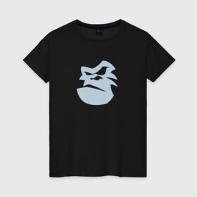 Женская футболка хлопок с принтом Горилла в Петрозаводске, 100% хлопок | прямой крой, круглый вырез горловины, длина до линии бедер, слегка спущенное плечо | новый год | обезьяна | символ года | символ года   обезьяна.горилла