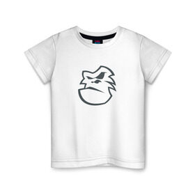 Детская футболка хлопок с принтом Горилла в Петрозаводске, 100% хлопок | круглый вырез горловины, полуприлегающий силуэт, длина до линии бедер | Тематика изображения на принте: горилла | обезьяна | обезьяна   символ 2016 года.новый год | символ года