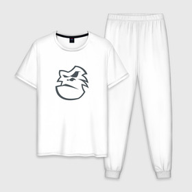 Мужская пижама хлопок с принтом Горилла в Петрозаводске, 100% хлопок | брюки и футболка прямого кроя, без карманов, на брюках мягкая резинка на поясе и по низу штанин
 | Тематика изображения на принте: горилла | обезьяна | обезьяна   символ 2016 года.новый год | символ года