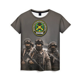 Женская футболка 3D с принтом Мотострелковые войска в Петрозаводске, 100% полиэфир ( синтетическое хлопкоподобное полотно) | прямой крой, круглый вырез горловины, длина до линии бедер | армия | войска | мотострелки | пехота | силовые войска