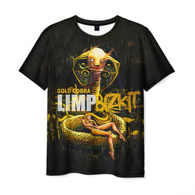 Мужская футболка 3D с принтом Limp Bizkit в Петрозаводске, 100% полиэфир | прямой крой, круглый вырез горловины, длина до линии бедер | bizkit | cobra | gold | limp | limp bizkit | бизкит | голд | кобра | лимп | лимп бизкит | лимпбизкит | рок