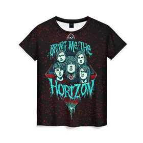 Женская футболка 3D с принтом Bring Me The Horizon в Петрозаводске, 100% полиэфир ( синтетическое хлопкоподобное полотно) | прямой крой, круглый вырез горловины, длина до линии бедер | bmth | bring me the horizon | hardcore | rock | музыка | рок