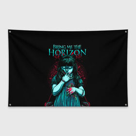 Флаг-баннер с принтом Bring Me The Horizon в Петрозаводске, 100% полиэстер | размер 67 х 109 см, плотность ткани — 95 г/м2; по краям флага есть четыре люверса для крепления | bmth | bring me the horizon | hardcore | rock | музыка | рок
