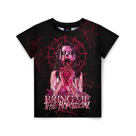 Детская футболка 3D с принтом Bring Me The Horizon в Петрозаводске, 100% гипоаллергенный полиэфир | прямой крой, круглый вырез горловины, длина до линии бедер, чуть спущенное плечо, ткань немного тянется | bmth | bring me the horizon | hardcore | rock | музыка | рок