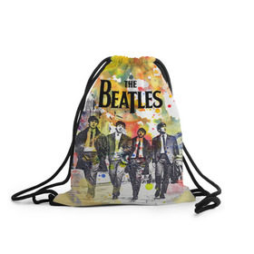 Рюкзак-мешок 3D с принтом The Beatles в Петрозаводске, 100% полиэстер | плотность ткани — 200 г/м2, размер — 35 х 45 см; лямки — толстые шнурки, застежка на шнуровке, без карманов и подкладки | beatles | rock | the beatles | битлз | битлс | битлы | рок
